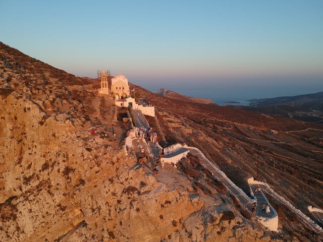 Monastery of Panagia Hozoviotissa on Amorgos island, overlooking the Aegean Sea