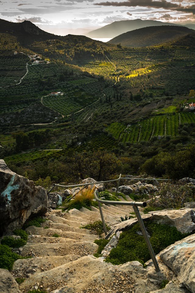 Sunset over the Greek countryside